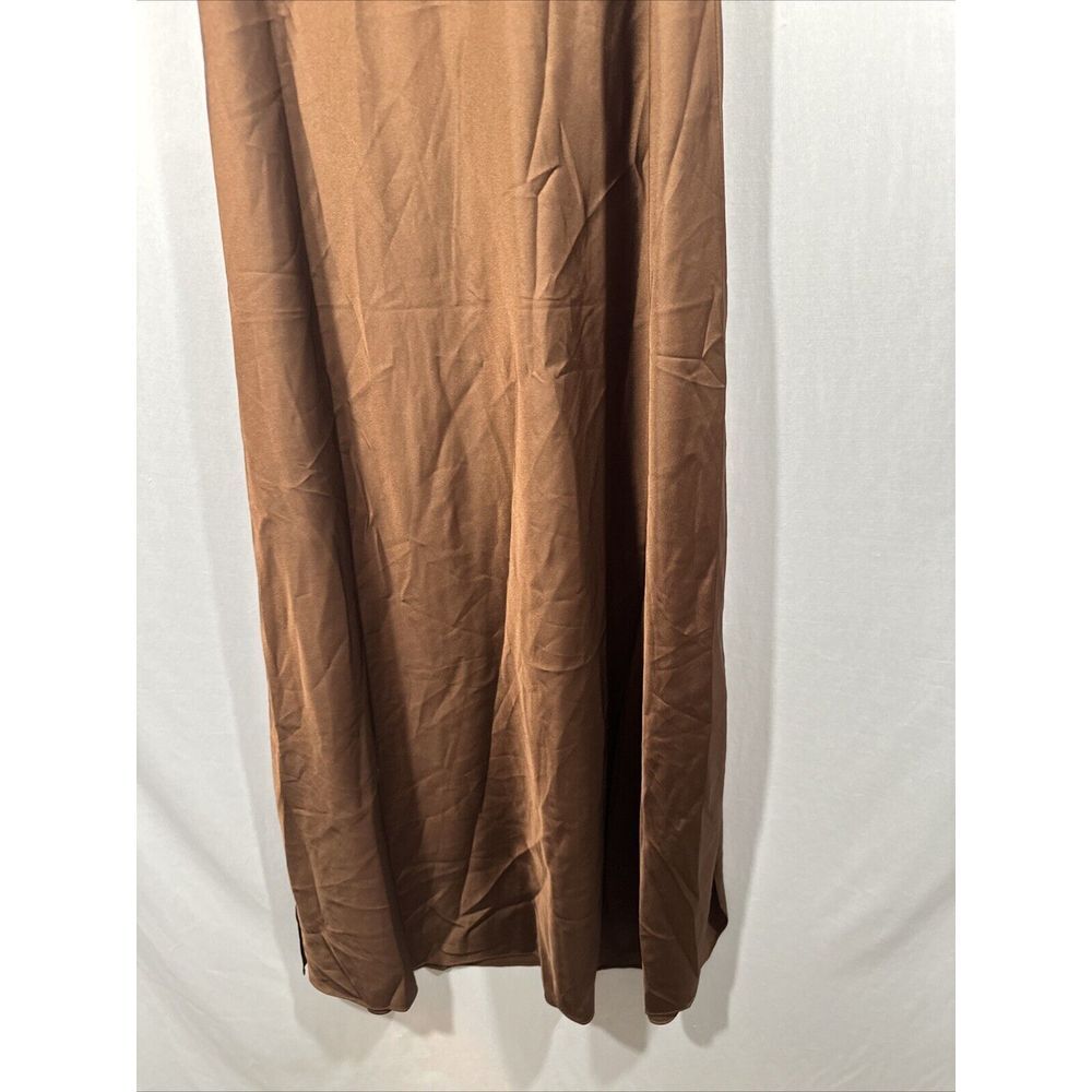NWT $199 All Saints‎ [ 10 US ] Hadley Cowl Neck Midi Slip Dress Warm Brown - Picture 11 of 16